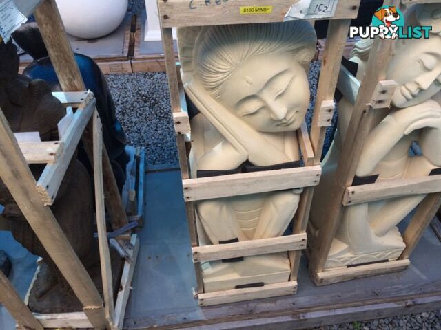 STATUE LAZY A PAIR OF BALINESE LADY 100x30x30cm (CREAM)