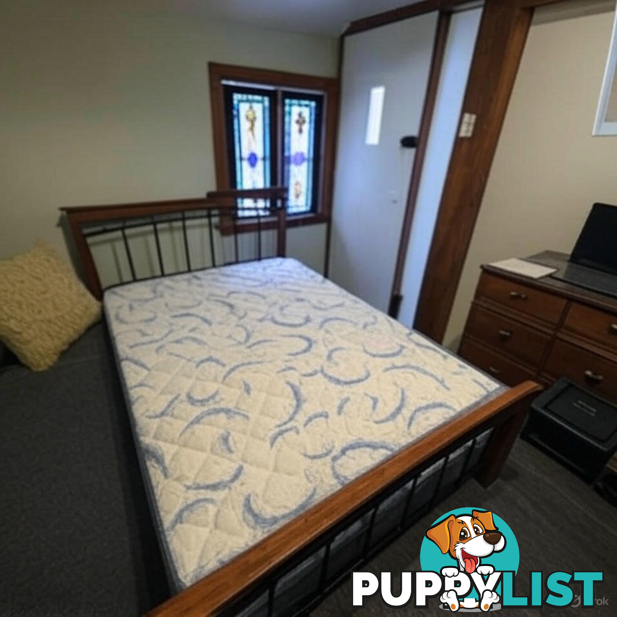 Wooden Bed Frame with Mattress – Great Condition, Ready for Immediate Use