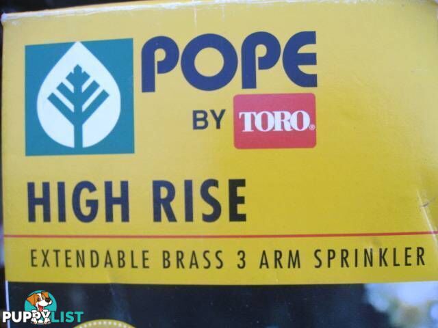 POPE HIGH RISE EXTENDABLE BRASS 3 ARM SPRINKLER NEW IN BOX