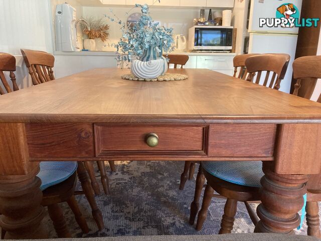 TEAK DINING TABLE and 8 matching chairs