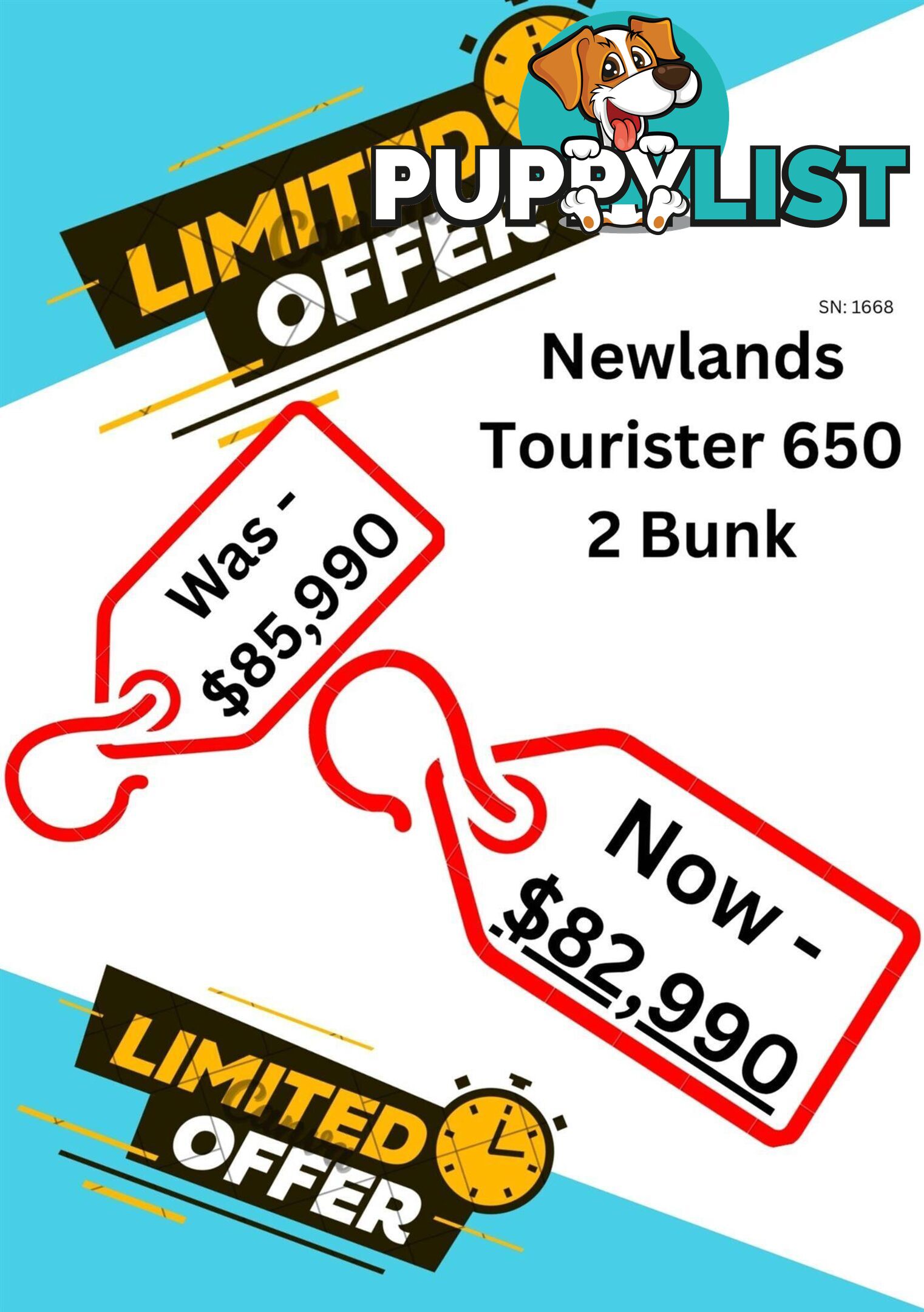 2025 NEWLANDS TOURISTER MK2 CARAVAN 650 FAM 2 BUNK
