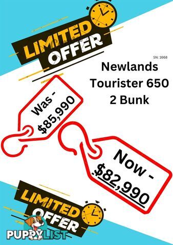 2025 NEWLANDS TOURISTER MK2 CARAVAN 650 FAM 2 BUNK