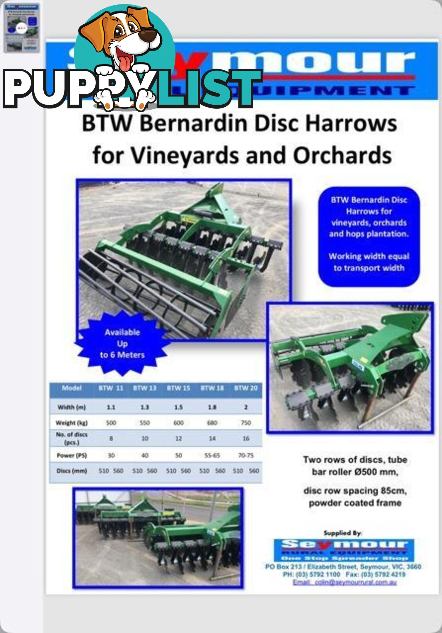 Bernardin 1500/1800 Speed Discs Disc Plough Tillage Equip