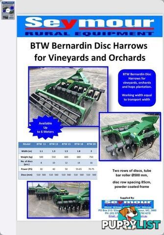 Bernardin 1500/1800 Speed Discs Disc Plough Tillage Equip