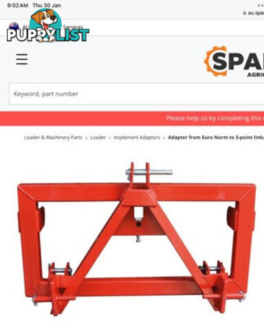 Sparex Eur Adapter 3 Point Linkage Attachments