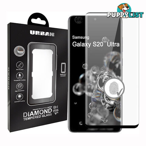 Urban Diamond Tempered Glass Screen Protector For Samsung S20 Ultra - GLASSGS20UDIABLK - Black - 9017236607379