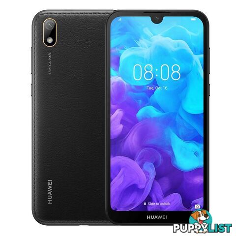 Huawei Y5 2019 (Dual SIM 4G/4G, 32GB/2GB, Faux Leather) - Modern Black - AMN-LX2 - Black - HWY52019BLK