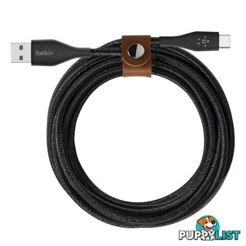 Belkin DuraTek Plus 1.2m USB-A to USB-C Cable with Strap - Black