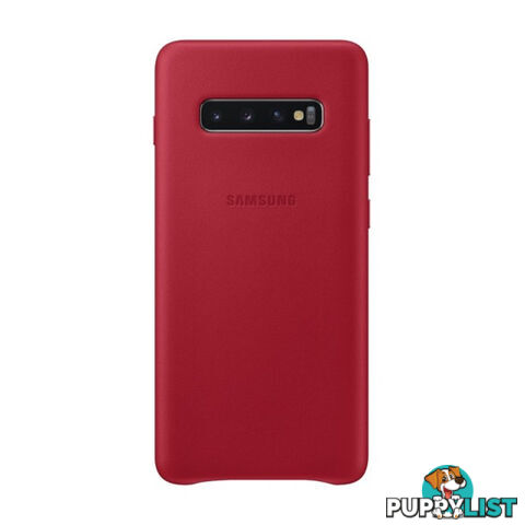 Samsung Galaxy S10+ Plus Leather Back Cover - Red