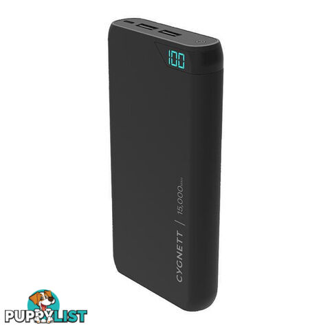 Cygnett ChargeUp Boost 15K 15000mAh 2.4A Power Bank - Black - CY2507PBCHE - Black - 848116019437