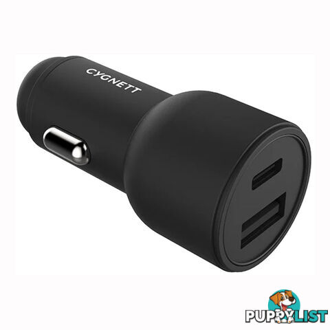 Cygnett CarPower 18W Dual USB-C & USB-A Car Charger - Black - CY3114CYCCH - Black - 848116025506