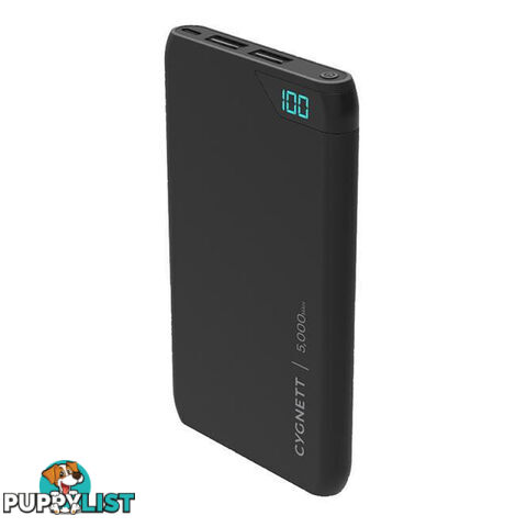 Cygnett ChargeUp Boost 5K 5000mAh 2.4A Power Bank - Black - CY2499PBCHE - Black - 848116019352