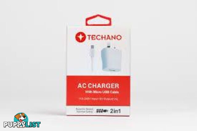 Techano AC Charger Kit with Micro USB Cable - 14C61A - Charging & Power