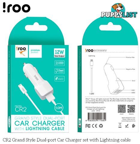 iRoo - 12W Car Chargers - 1001213 - Car Accessories