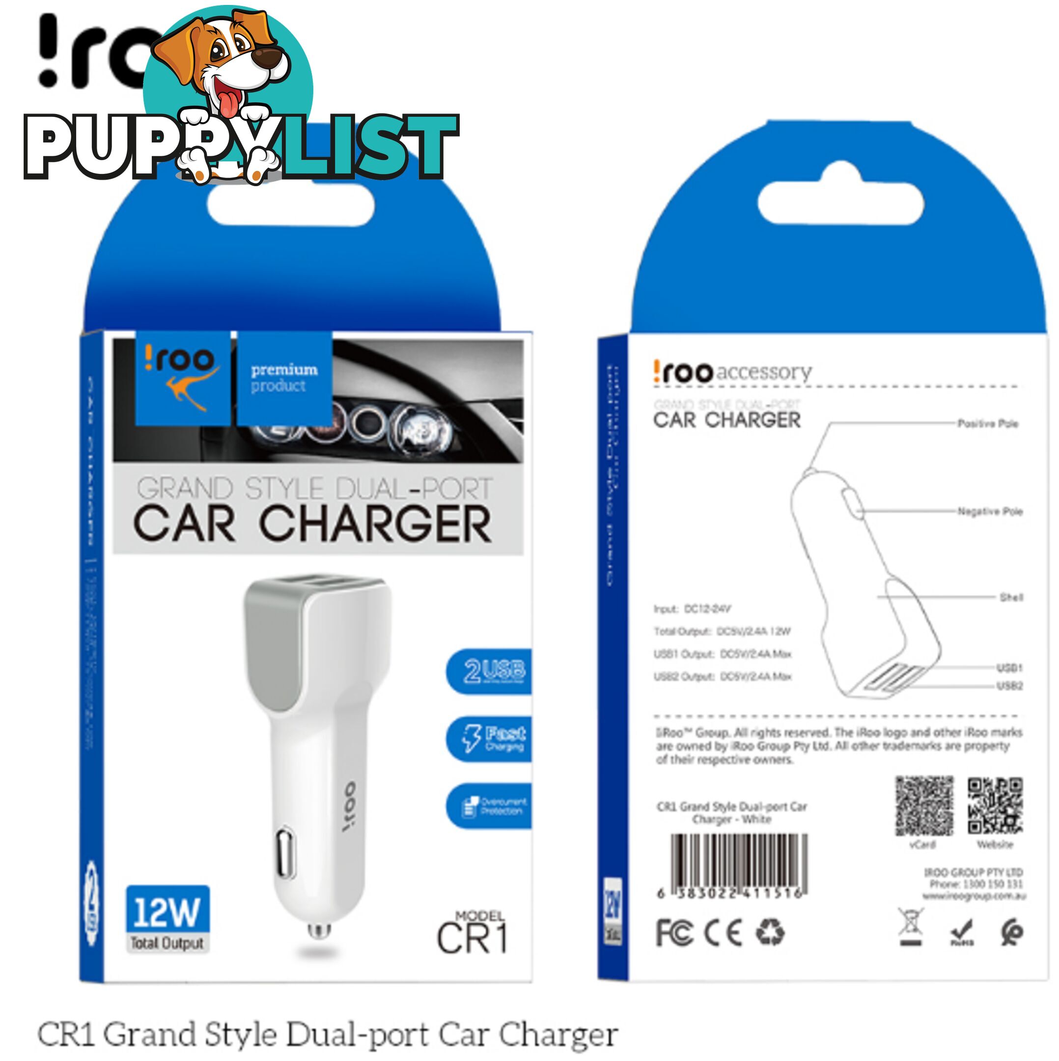 iRoo - 12W Car Chargers - 1001214 - Car Accessories