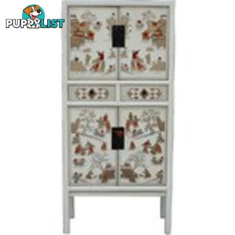 White Chinese Cabinet with Painting