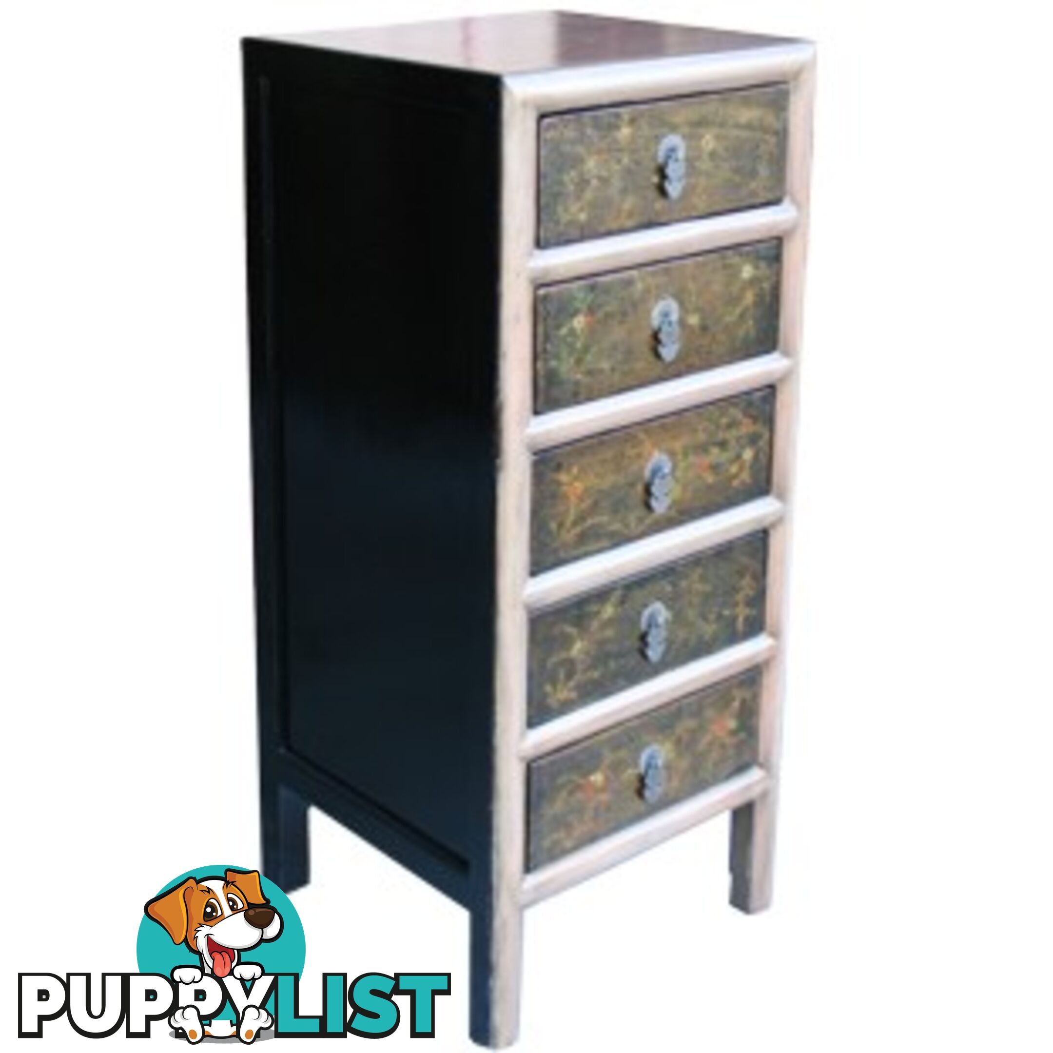 Original Five Drawers Painted Tall Boy