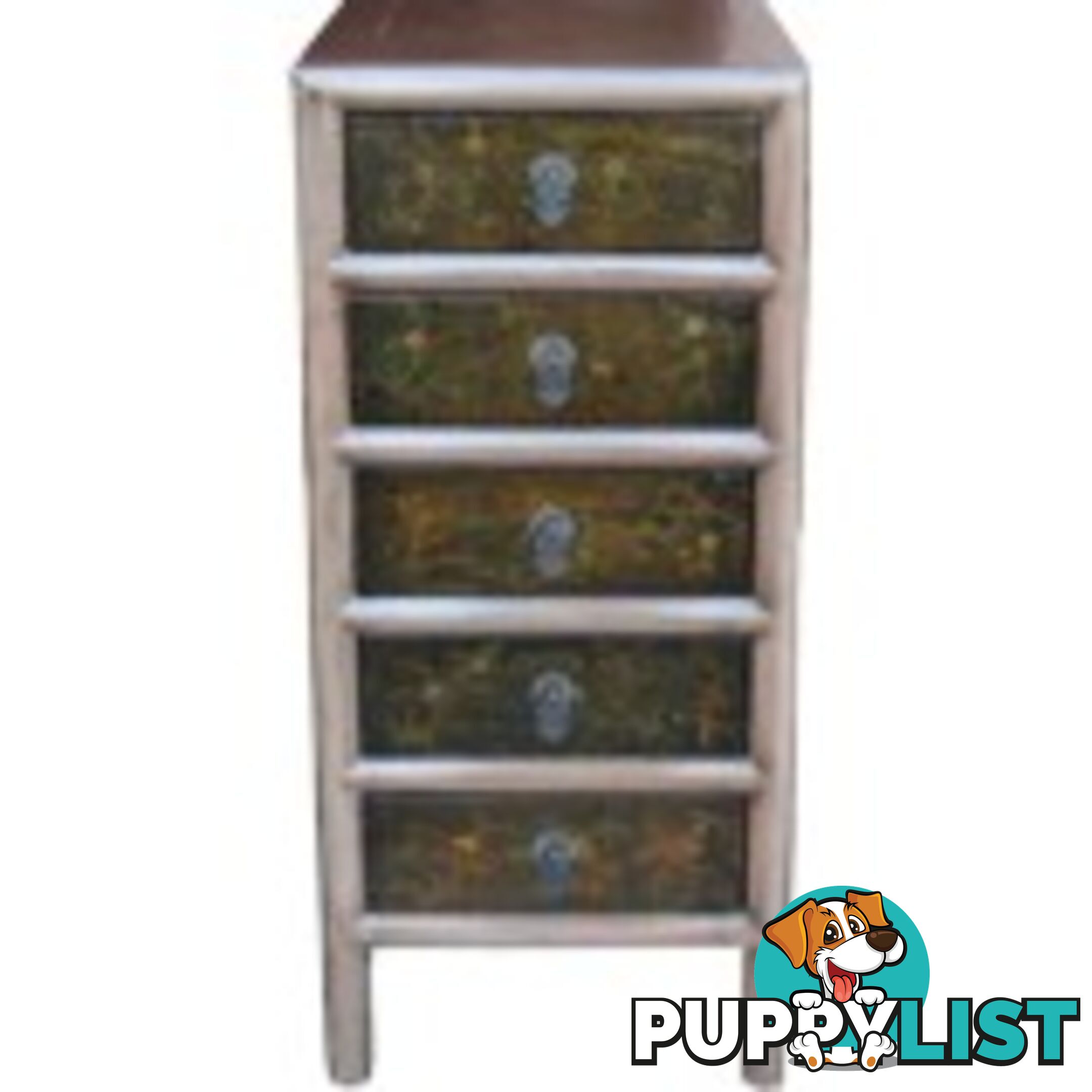 Original Five Drawers Painted Tall Boy