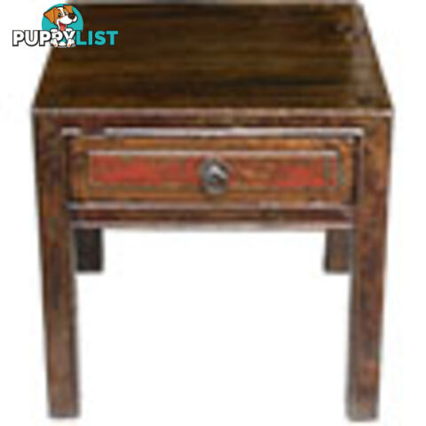 Chinese Antique Patina Side Table with Drawer