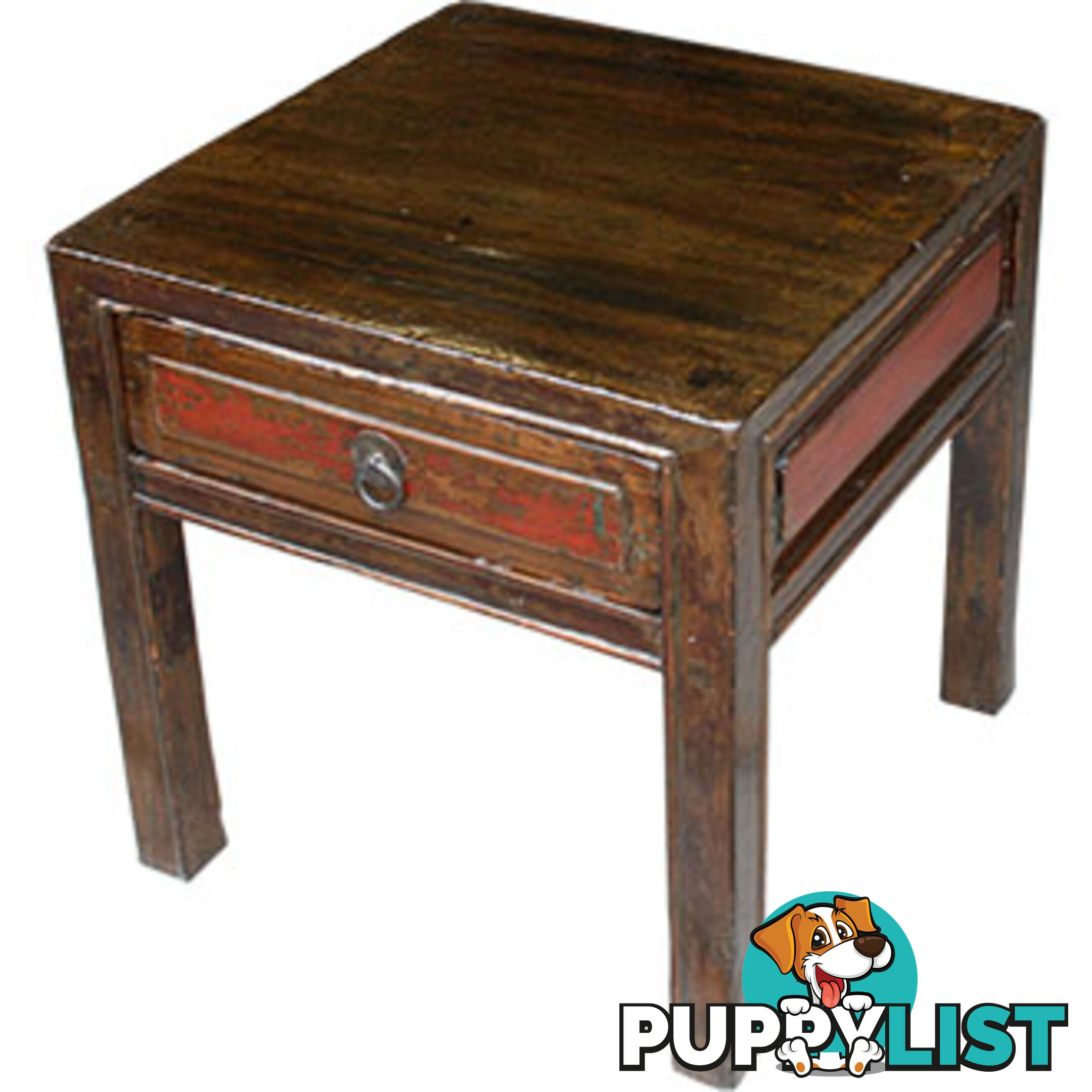 Chinese Antique Patina Side Table with Drawer