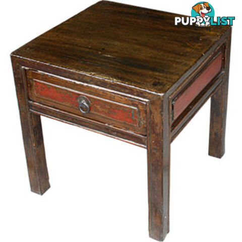 Chinese Antique Patina Side Table with Drawer