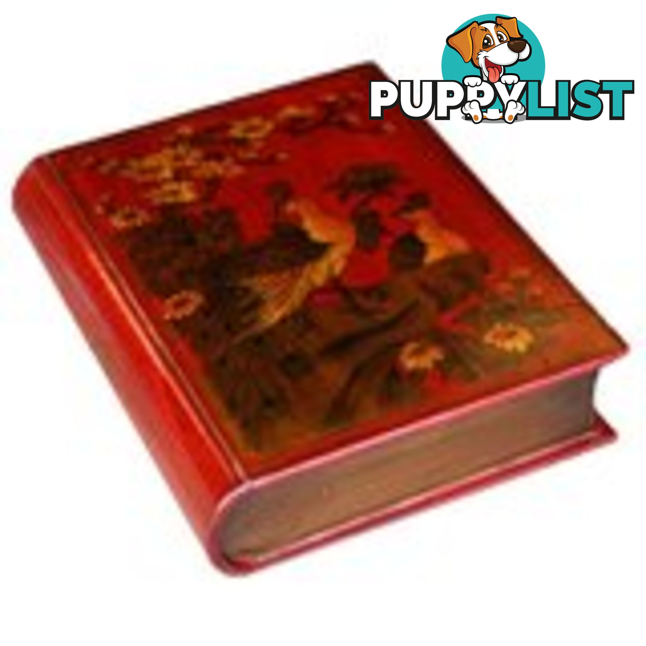 Red Painted Oriental Book Shape Decoration Box