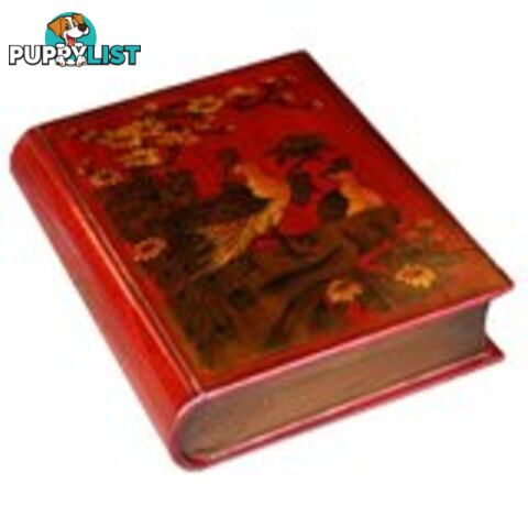 Red Painted Oriental Book Shape Decoration Box