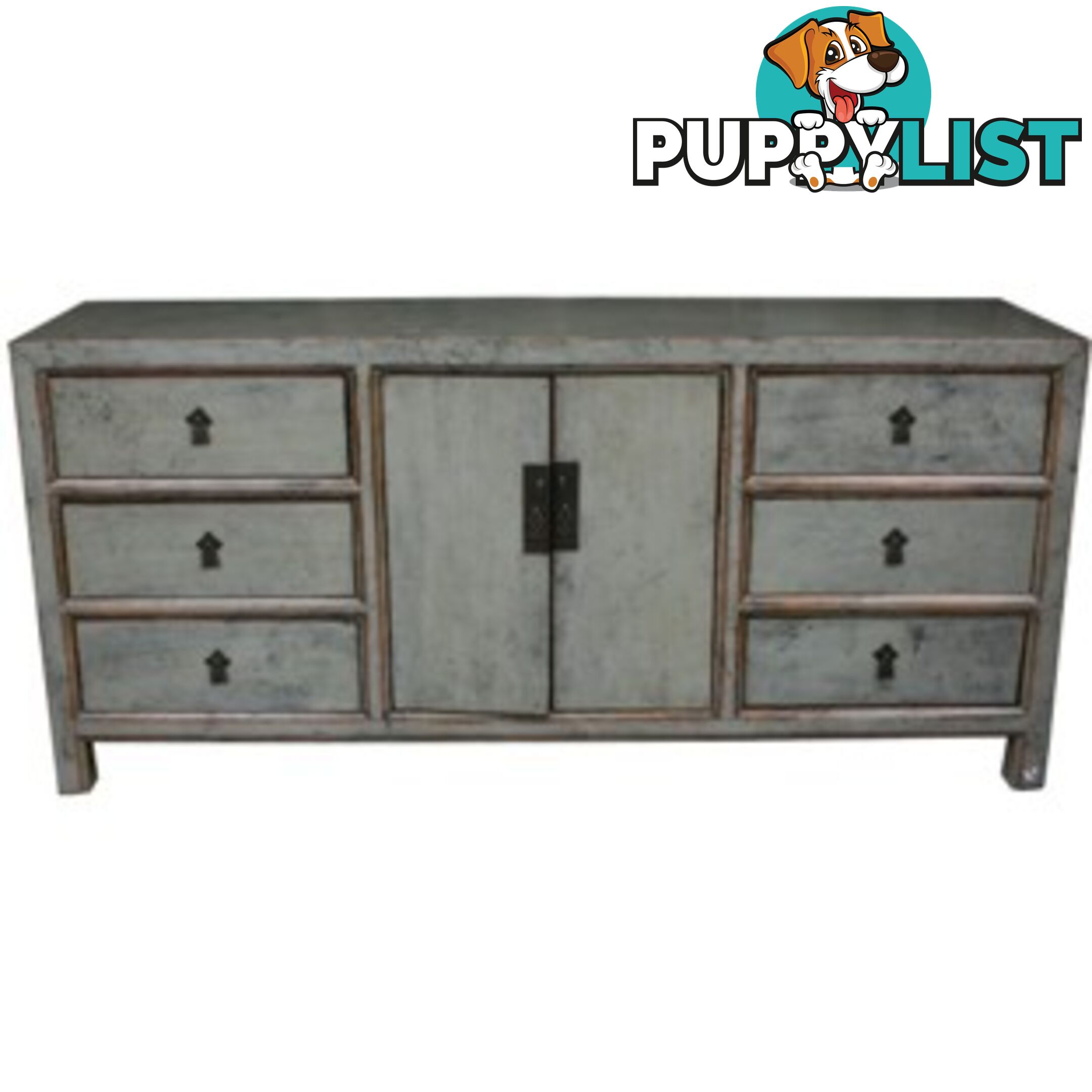 Large Solid Multi Drawers Grey Chinese Sideboard Buffet