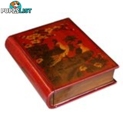 Red Painted Oriental Book Shape Decoration Box