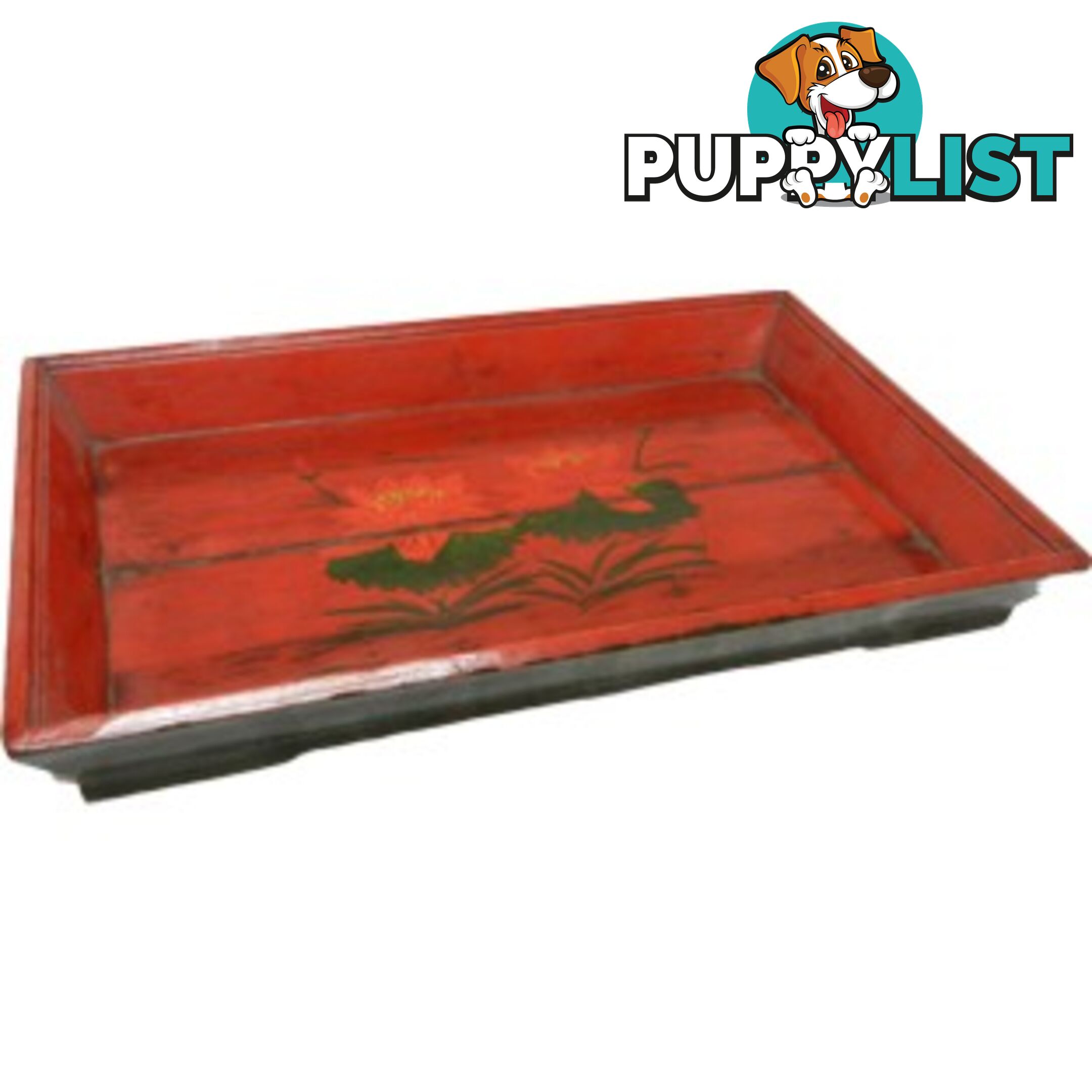 Chinese Original Rectangular Red Painted Tray