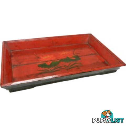 Chinese Original Rectangular Red Painted Tray