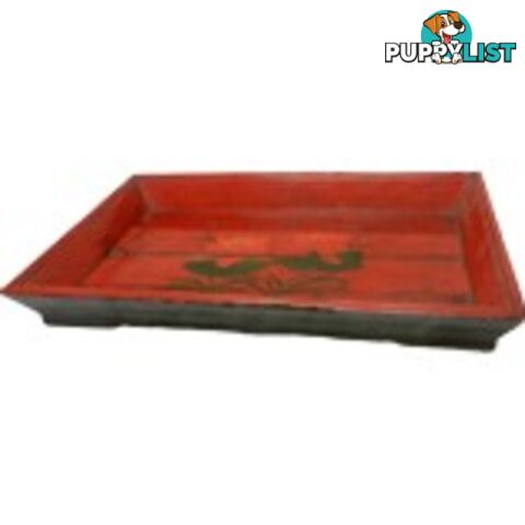 Chinese Original Rectangular Red Painted Tray