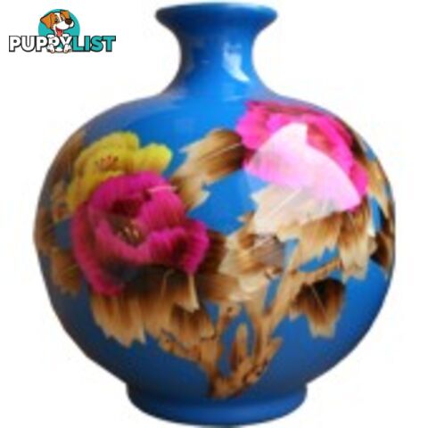 Blue Contemporary Vase - Reed Plant Art