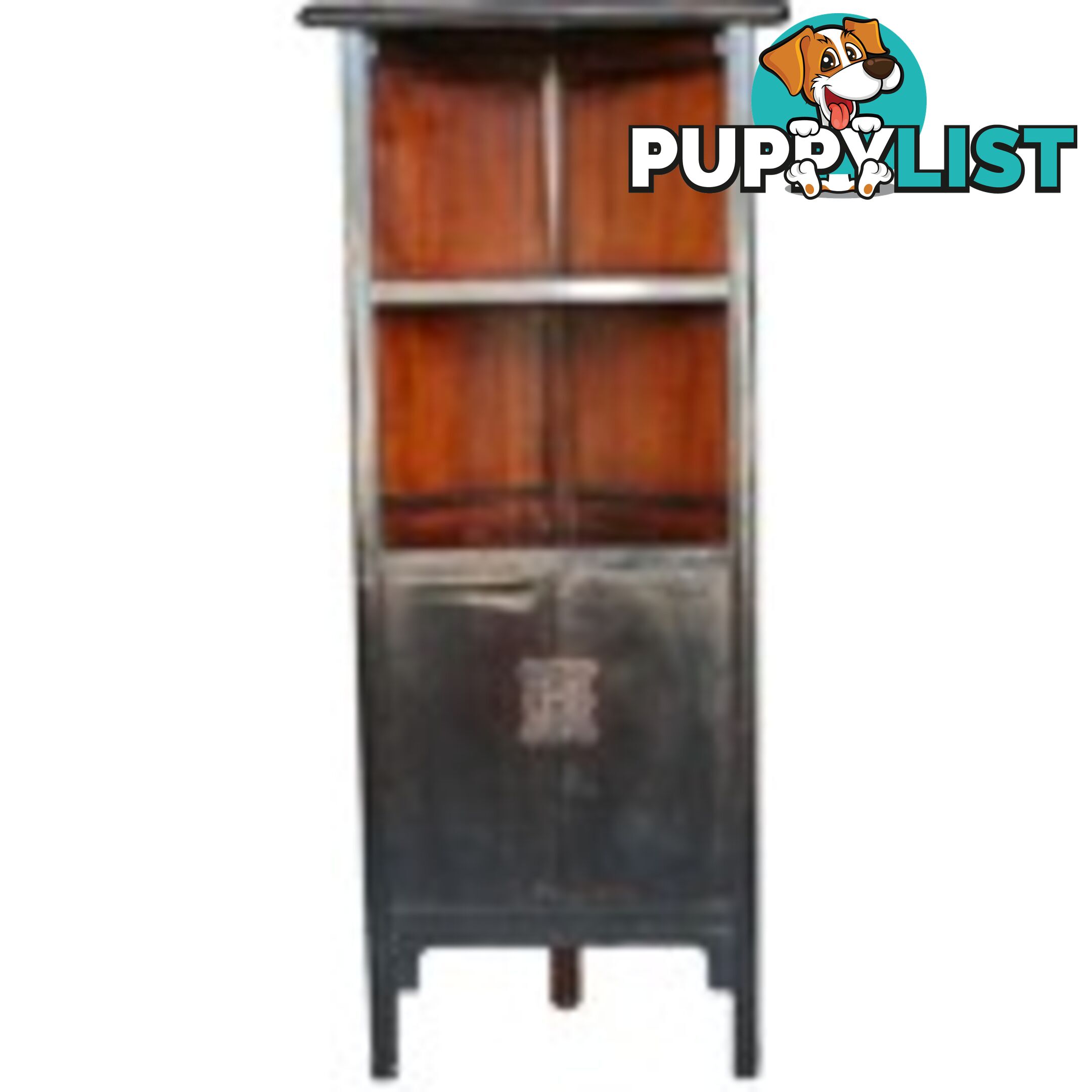 Black Lacquer Chinese Antique Corner Shelf Cabinet