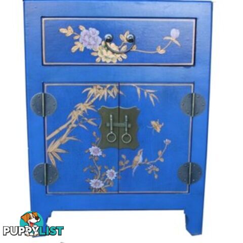 Hand Made Blue Painted Chinese Bedside Table