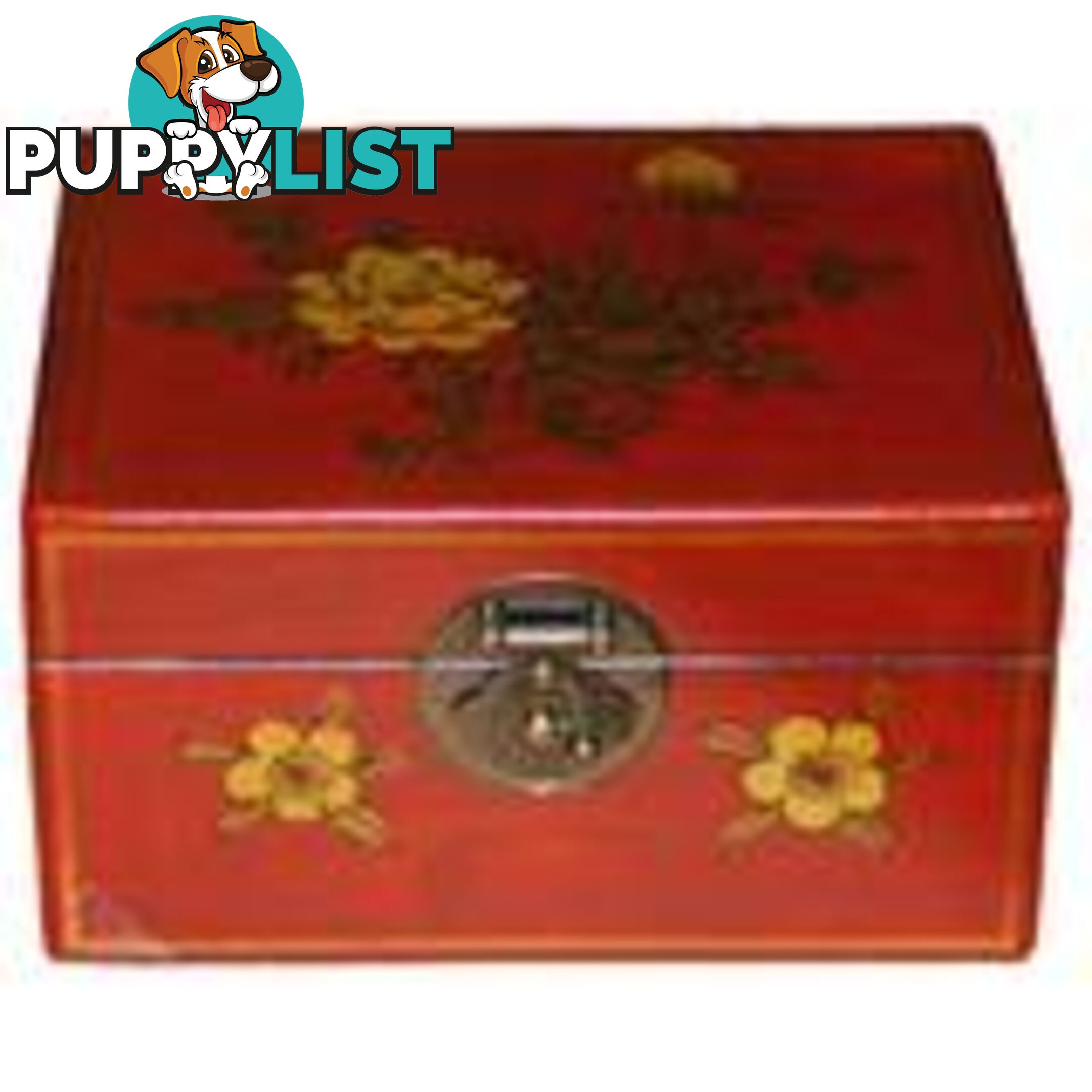 Red Flower Painted Chinese Decoration Box