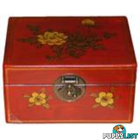 Red Flower Painted Chinese Decoration Box