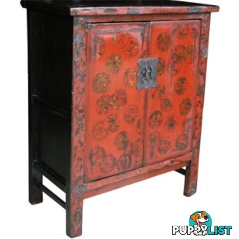 Original Gold Painted Red Chinese Cabinet