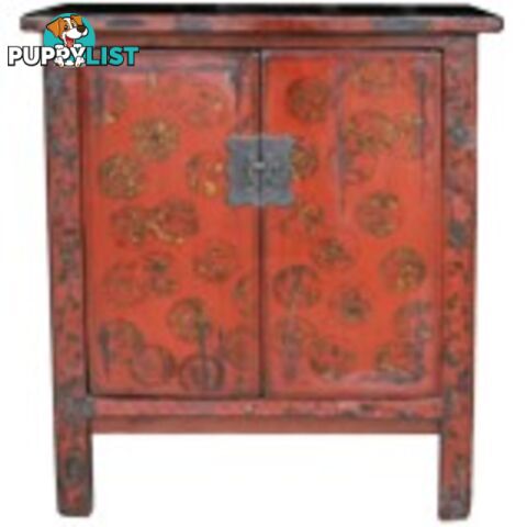 Original Gold Painted Red Chinese Cabinet