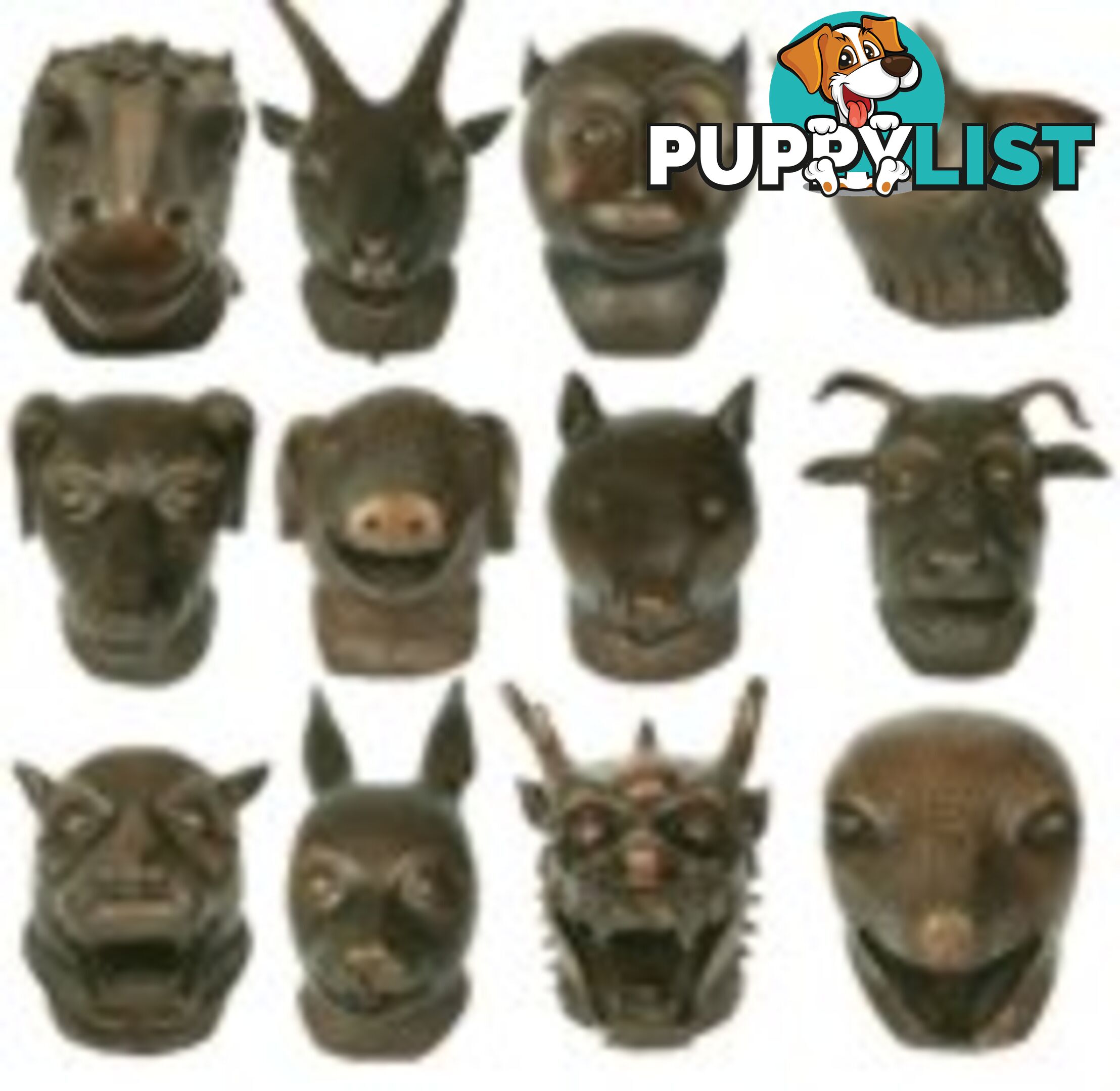 Set of 12 Chinese Zodiac Brass Animal Heads