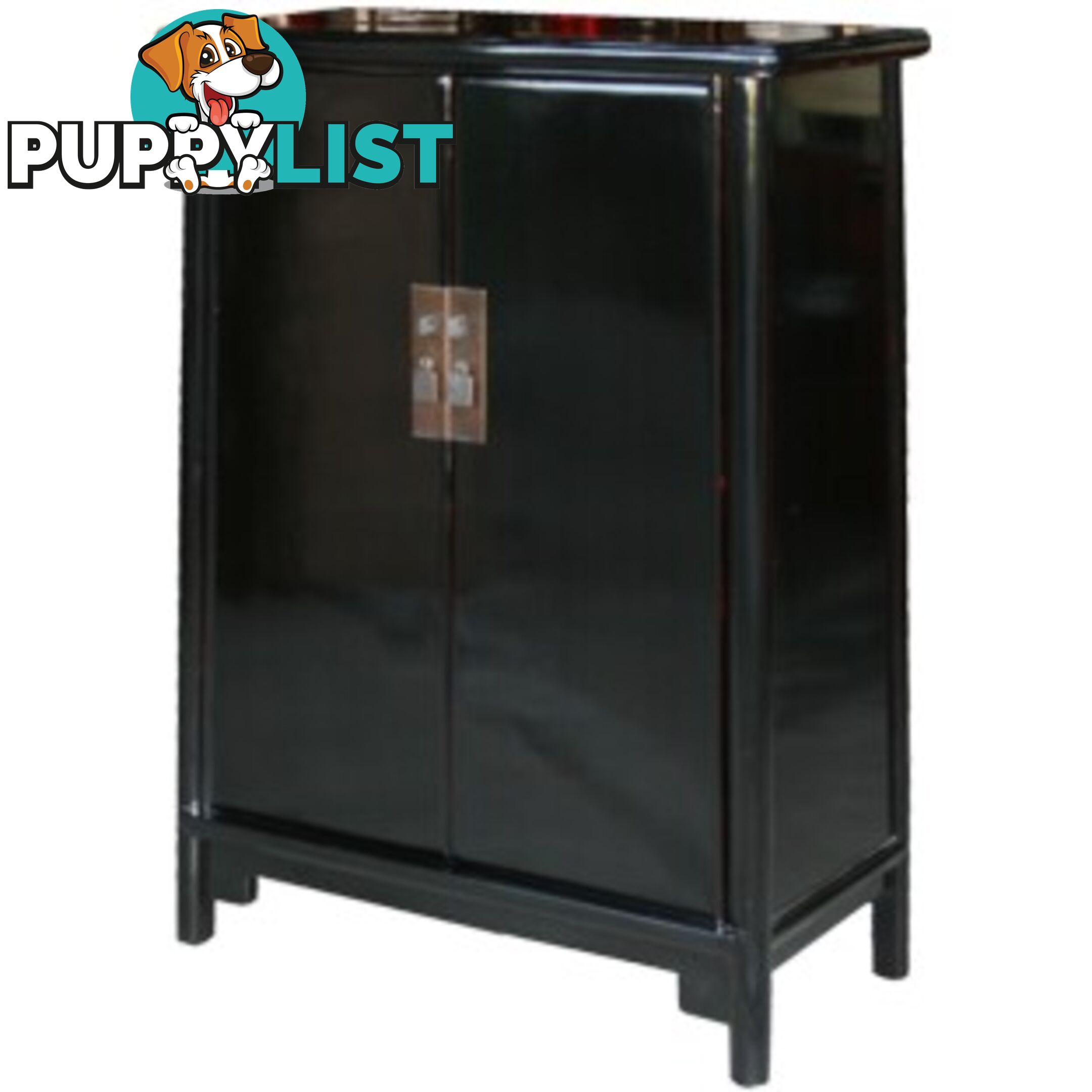 Ming Style Black Chinese Tapered Storage Cabinet