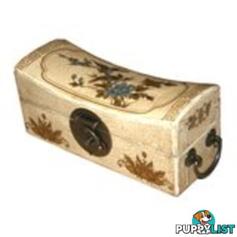 Large White Painted Flora Chinese Jewellery Box