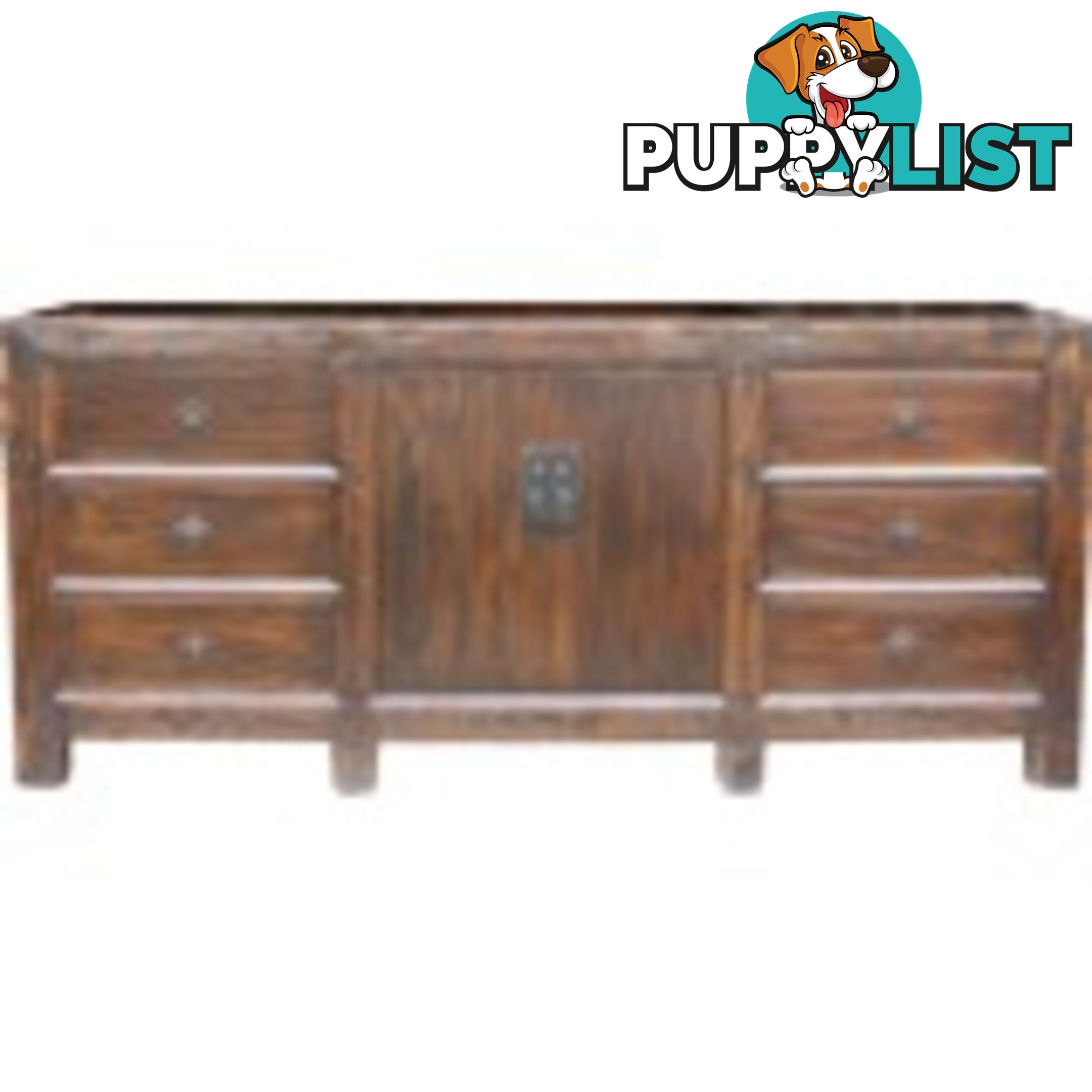 Large Natural Elm Chinese Buffet Sideboard