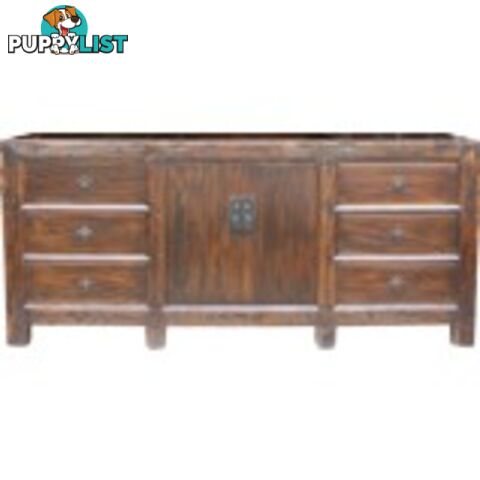 Large Natural Elm Chinese Buffet Sideboard