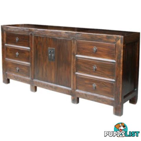 Large Natural Elm Chinese Buffet Sideboard