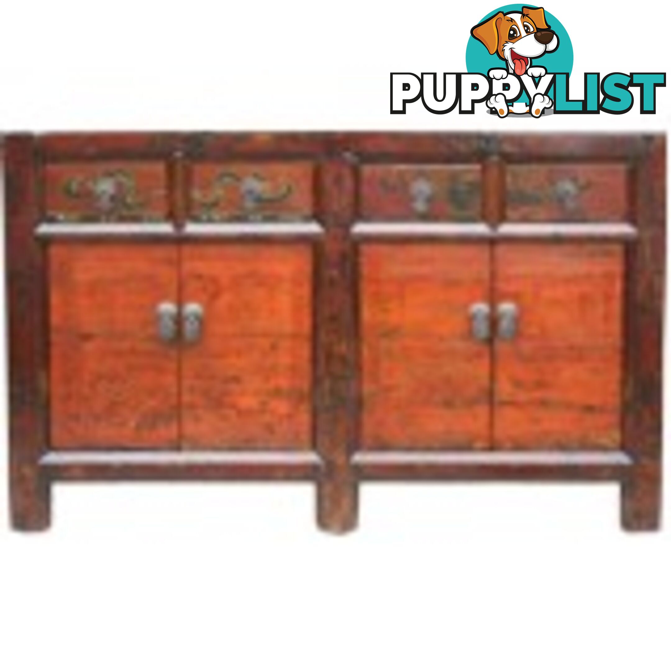 Asian Mongolian Painted Sideboard