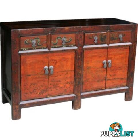 Asian Mongolian Painted Sideboard