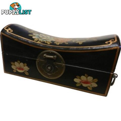 Large Black Hand Painted Flora Chinese Jewellery Box