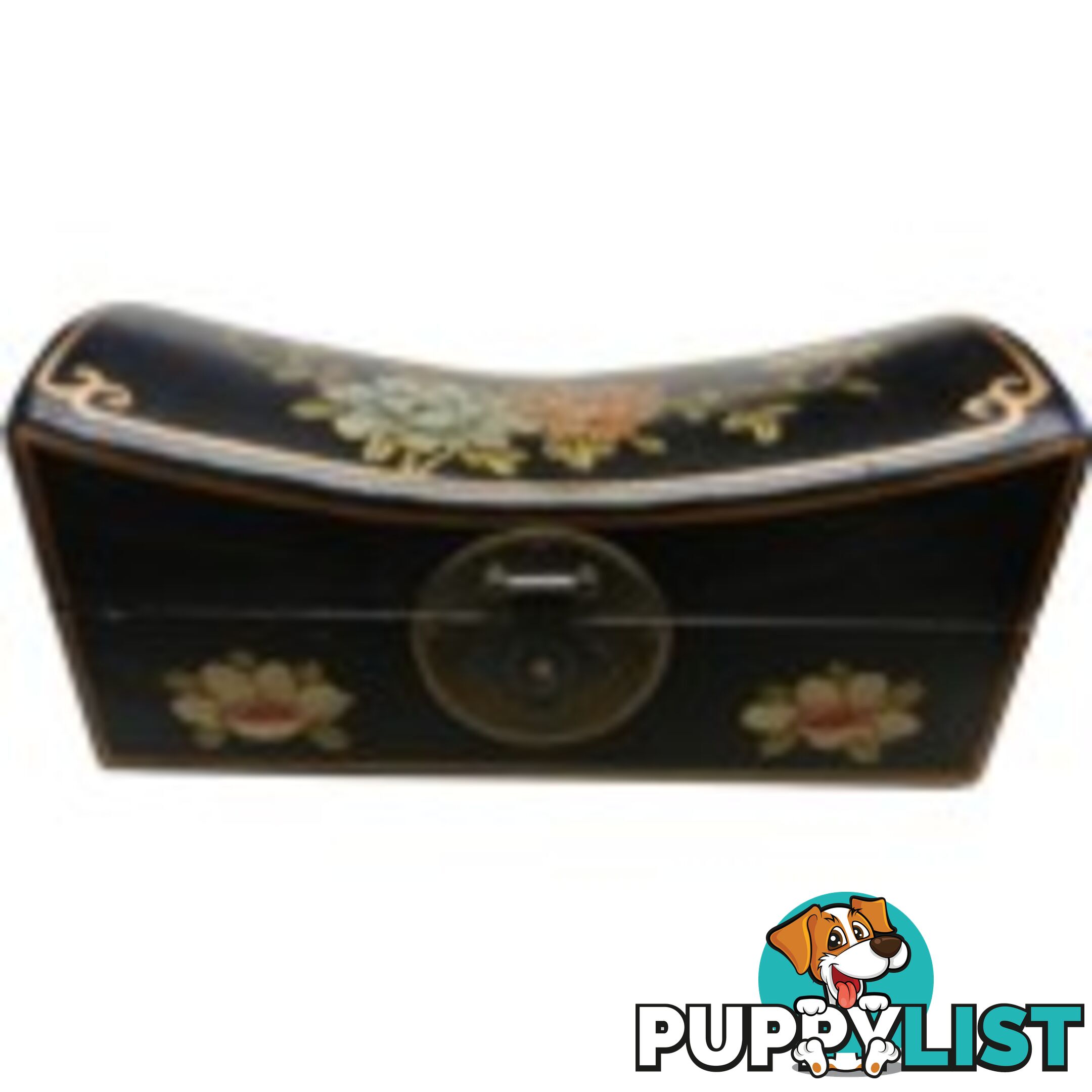 Large Black Hand Painted Flora Chinese Jewellery Box