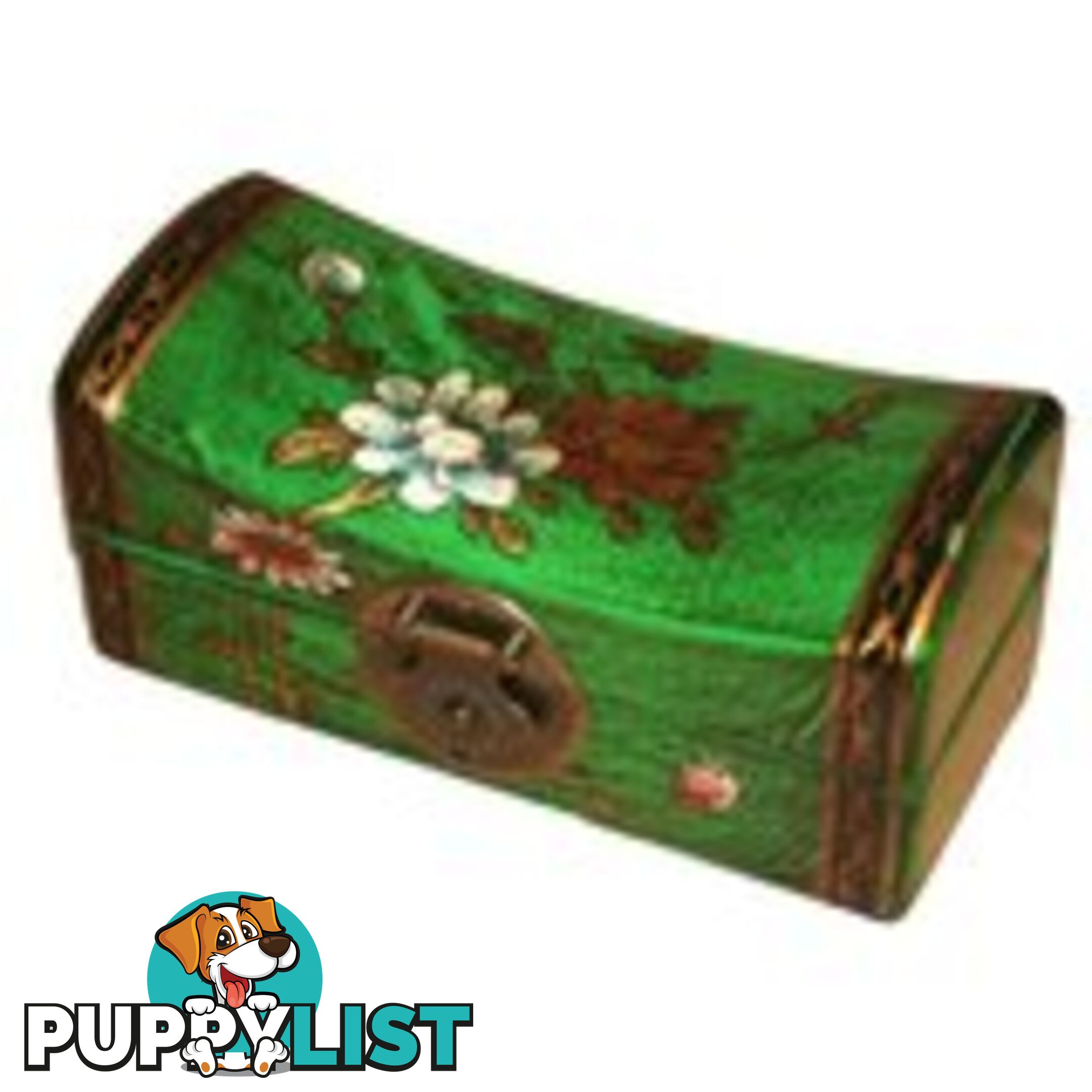 Green Hand Painted Flora Chinese Jewellery Box